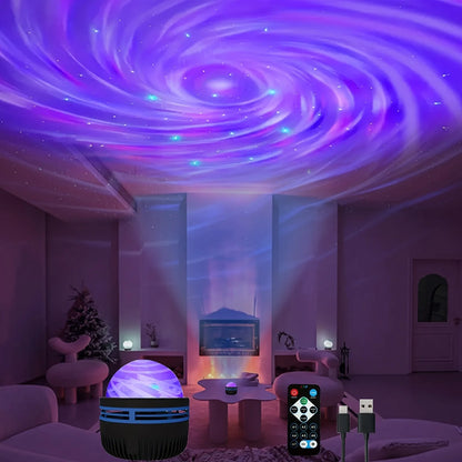 LED Galaxy Projector Night Light | USB Rechargeable Starry Sky Lamp with Remote