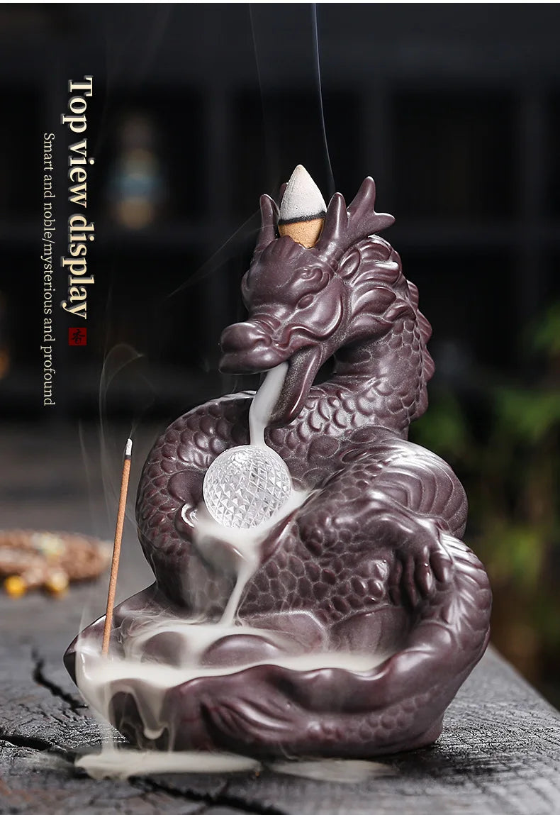 Dragon LED Backflow Incense Burner – Ceramic Waterfall Smoke Holder