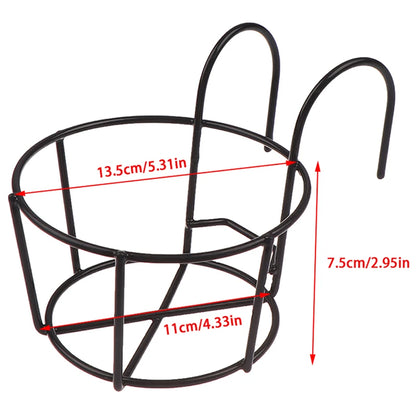 Garden Hanging Plant Iron Rack – Balcony Round Flower Pot Holder for Railing & Fence