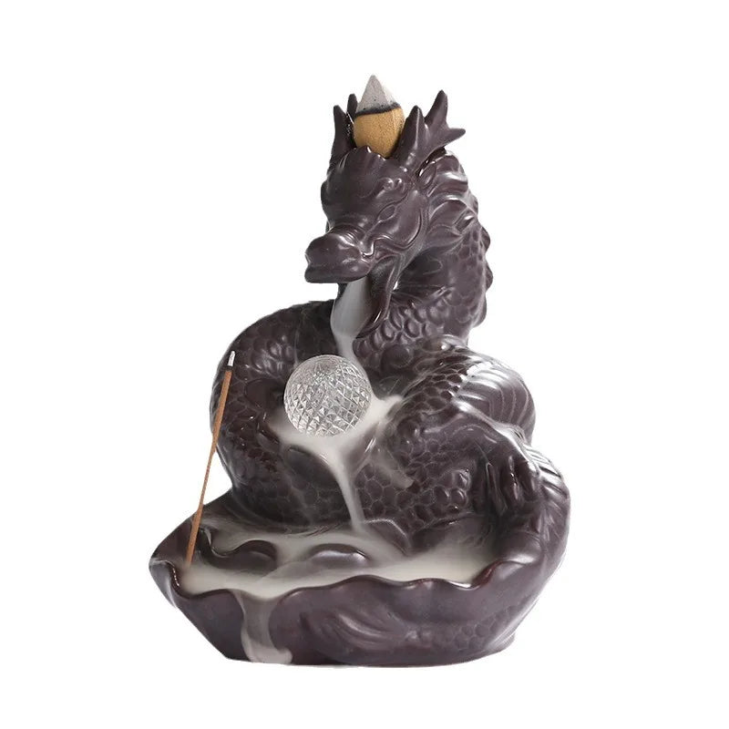 Dragon LED Backflow Incense Burner – Ceramic Waterfall Smoke Holder