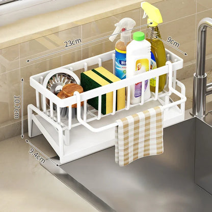 Multi-Functional Kitchen Sponge Rack – Countertop Sink Organizer for Sponges, Dish Soap & Rags