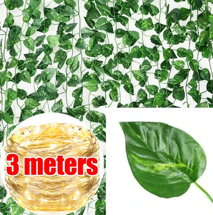Green Leaf String Lights – Artificial Ivy Vine Fairy Light Garland for Home, Party & Wedding Decoration