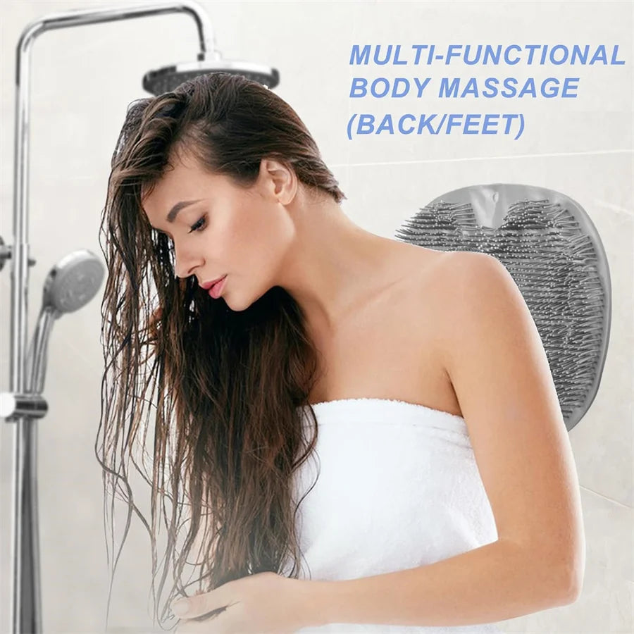 Shower Foot Scrubber Mat & Back Washer – Exfoliating Bath Wash Pad with Suction Cups