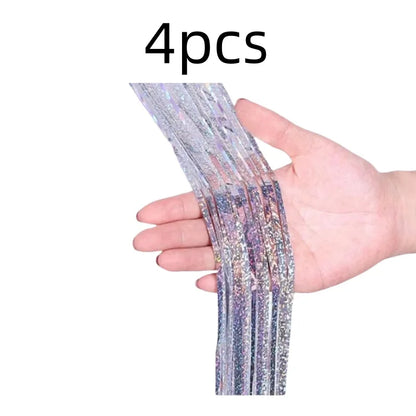 2 Pack Glitter Tinsel Fringe Curtains – Metallic Foil Party Backdrop for Birthday, Wedding & Anniversary Decorations