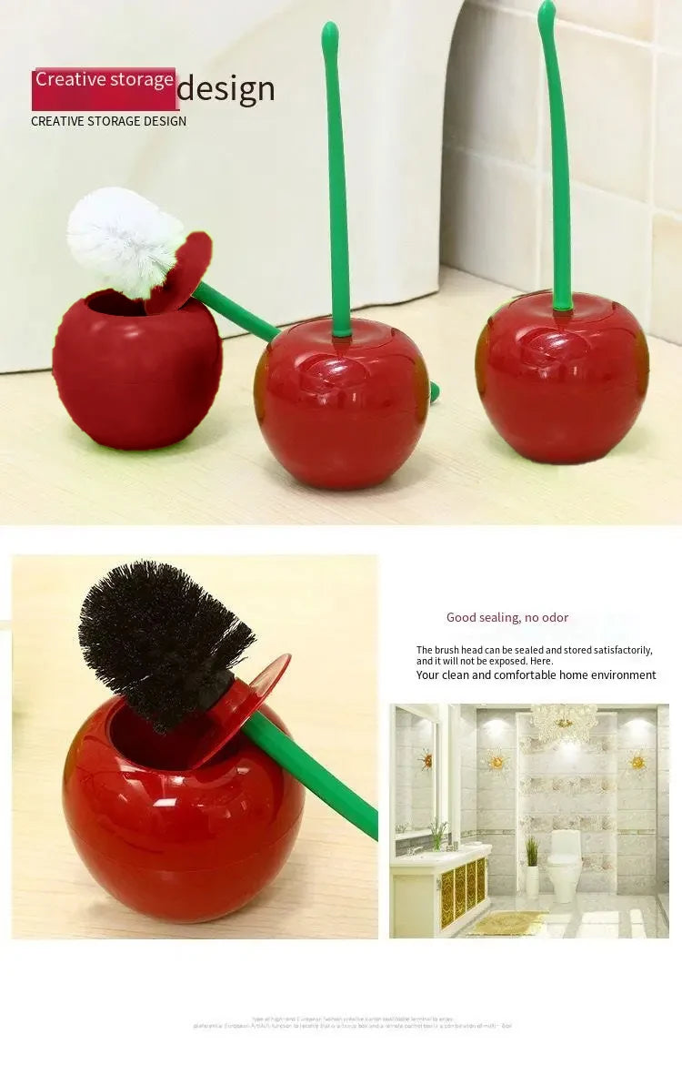 Red Toilet Brush – Creative Cherry Shape Holder Set | Bathroom Accessories