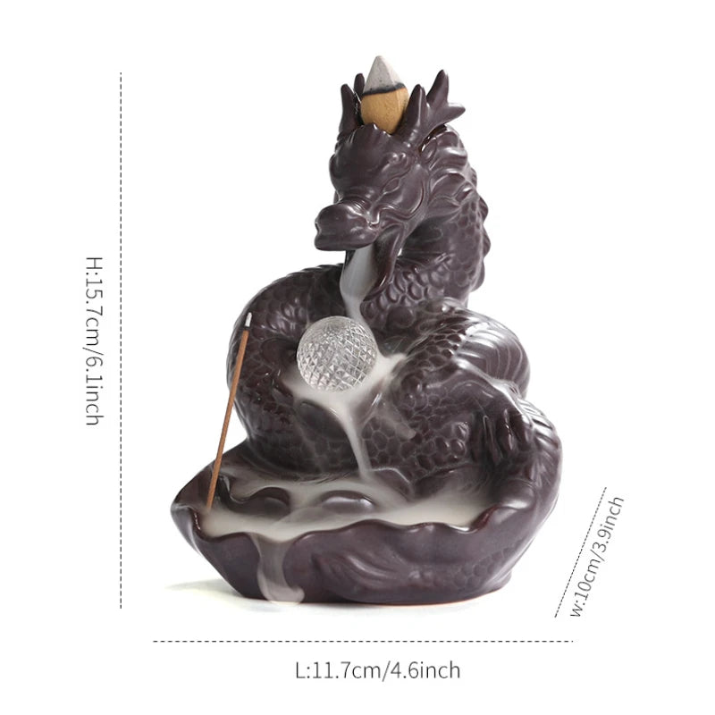 Dragon LED Backflow Incense Burner – Ceramic Waterfall Smoke Holder