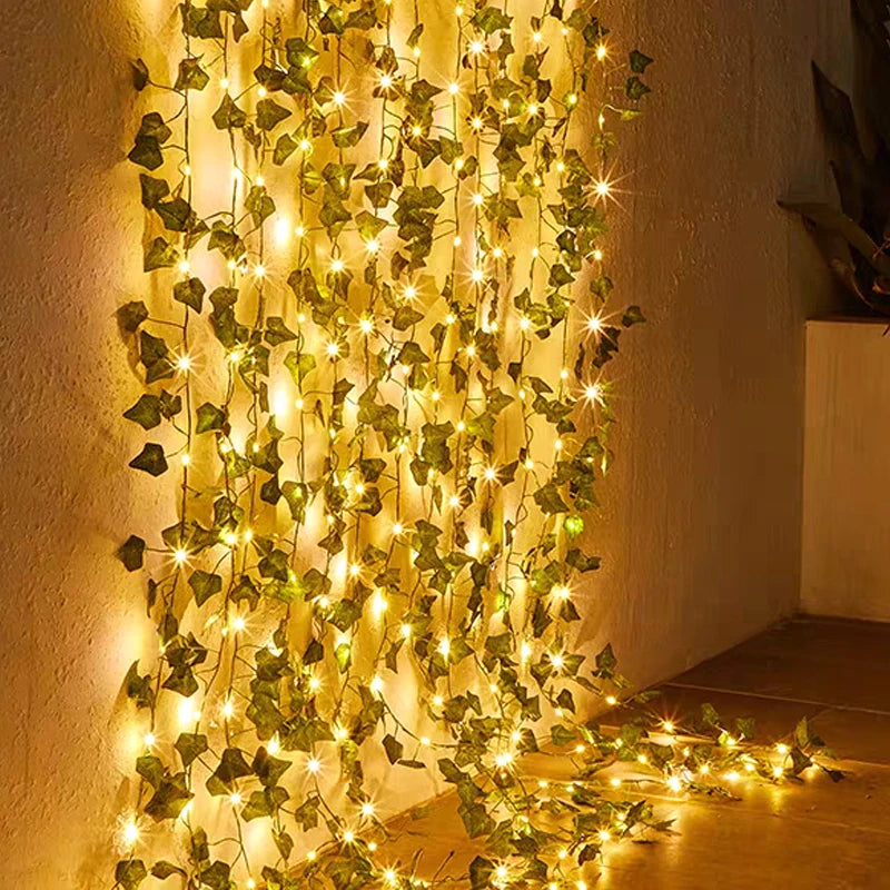Green Leaf String Lights – Artificial Ivy Vine Fairy Light Garland for Home, Party & Wedding Decoration