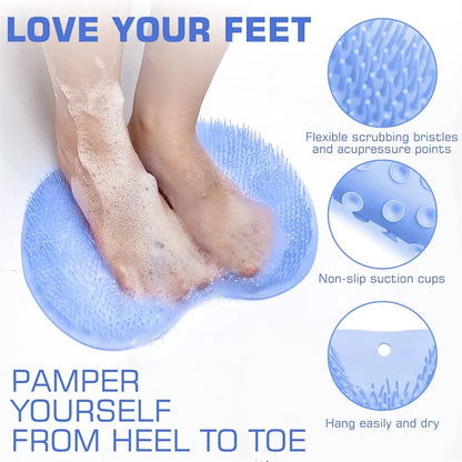 Shower Foot Scrubber Mat & Back Washer – Exfoliating Bath Wash Pad with Suction Cups