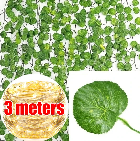 Green Leaf String Lights – Artificial Ivy Vine Fairy Light Garland for Home, Party & Wedding Decoration