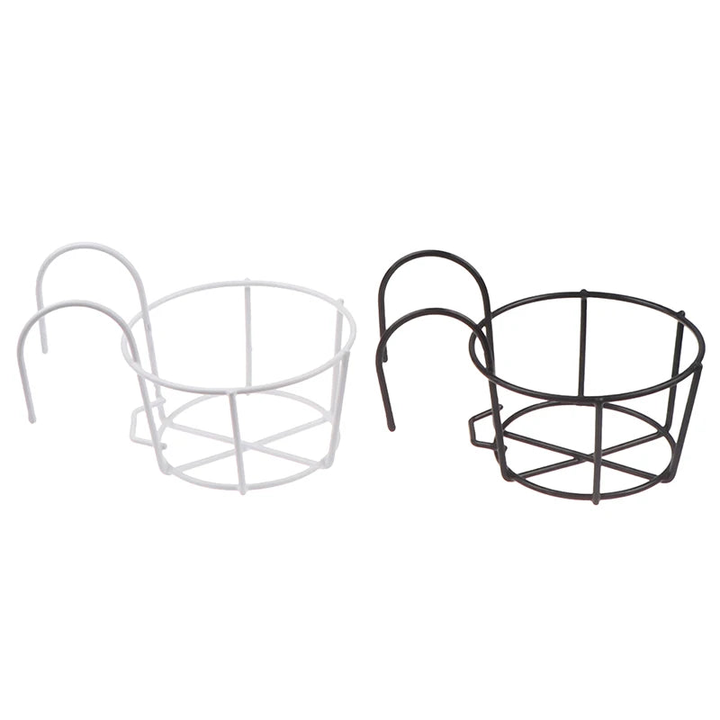Garden Hanging Plant Iron Rack – Balcony Round Flower Pot Holder for Railing & Fence