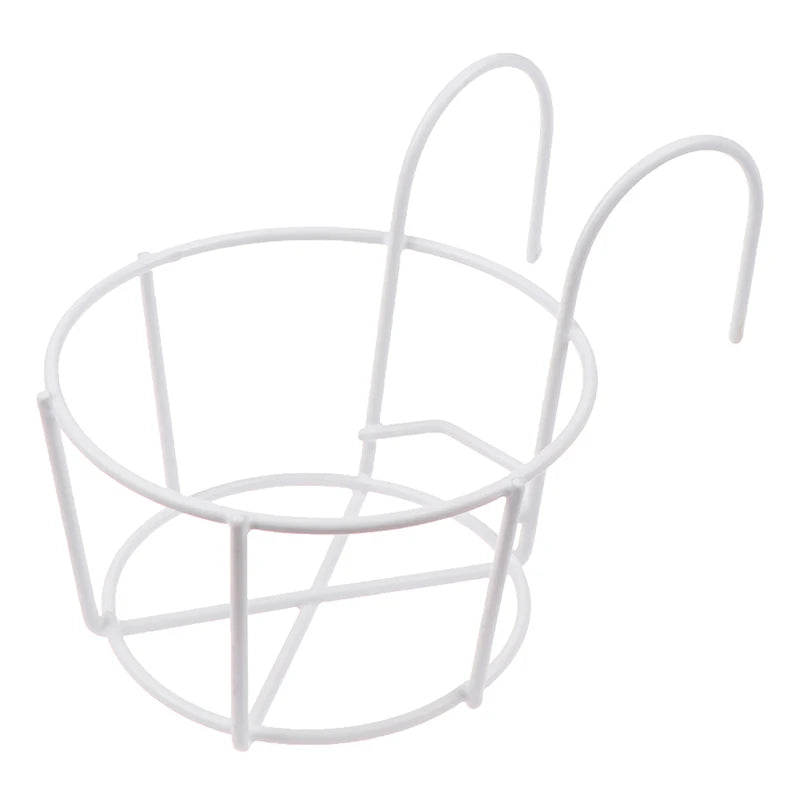 Garden Hanging Plant Iron Rack – Balcony Round Flower Pot Holder for Railing & Fence