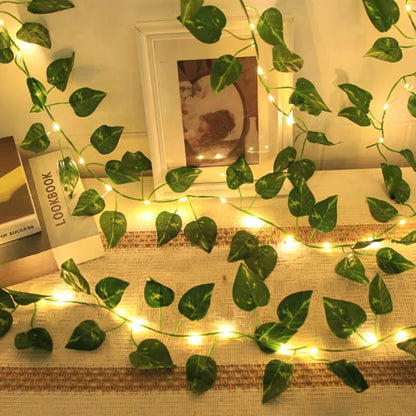 Green Leaf String Lights – Artificial Ivy Vine Fairy Light Garland for Home, Party & Wedding Decoration
