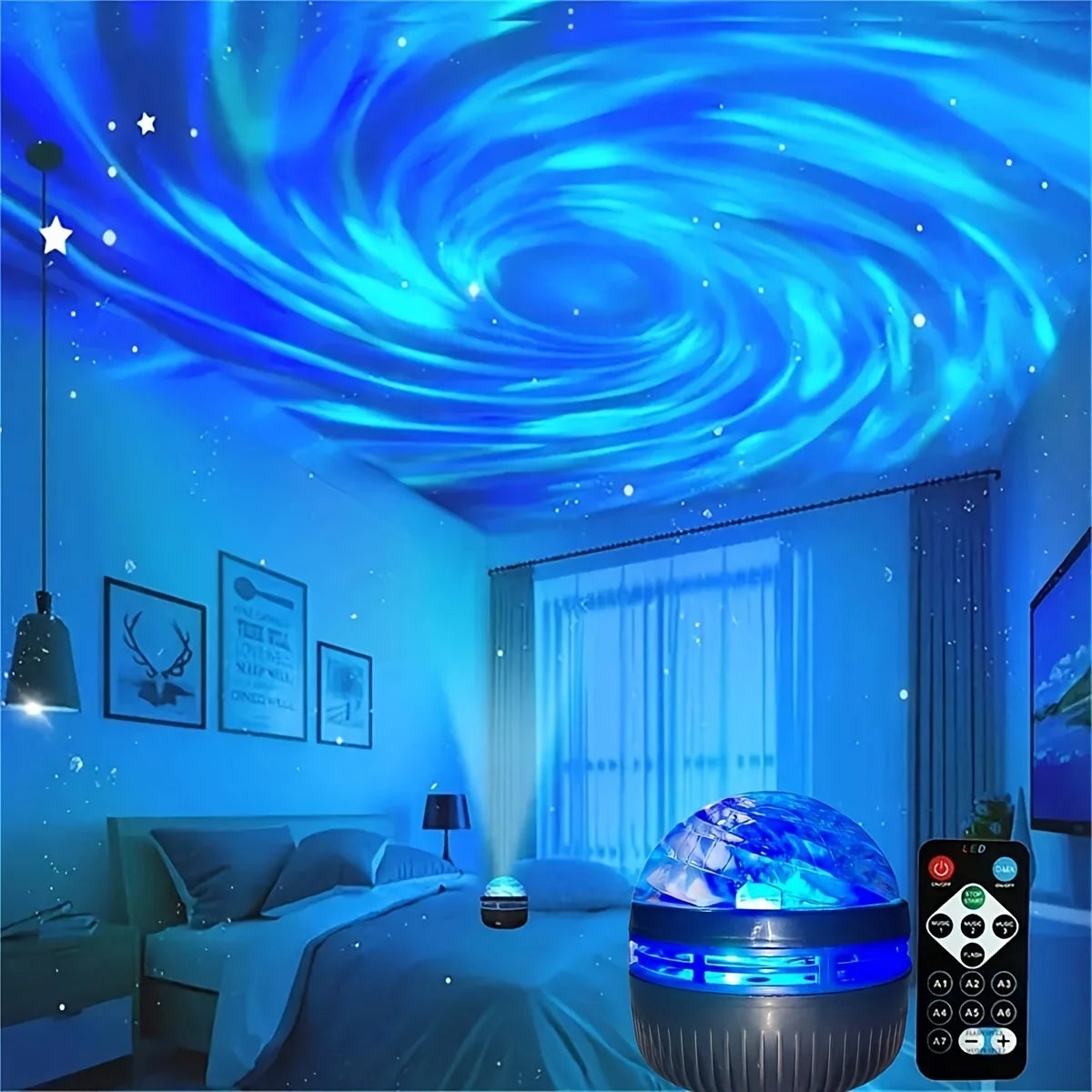 LED Galaxy Projector Night Light | USB Rechargeable Starry Sky Lamp with Remote