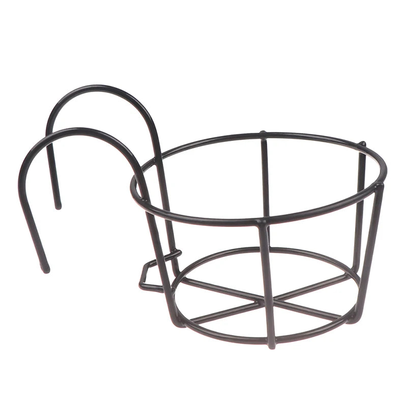 Garden Hanging Plant Iron Rack – Balcony Round Flower Pot Holder for Railing & Fence
