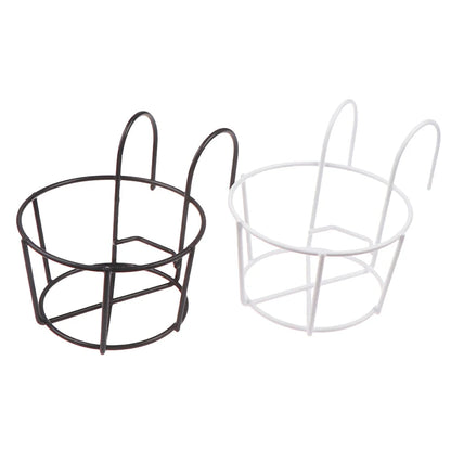 Garden Hanging Plant Iron Rack – Balcony Round Flower Pot Holder for Railing & Fence