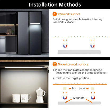 LED Night Light with Motion Sensor – USB Rechargeable Cabinet Lamp for Wardrobe, Kitchen, Bedroom & Hallway (20/30/40/60cm)