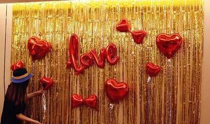 2 Pack Glitter Tinsel Fringe Curtains – Metallic Foil Party Backdrop for Birthday, Wedding & Anniversary Decorations