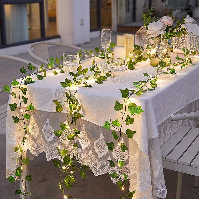 Green Leaf String Lights – Artificial Ivy Vine Fairy Light Garland for Home, Party & Wedding Decoration