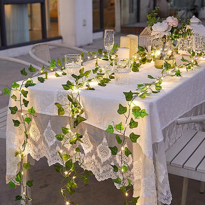 Green Leaf String Lights – Artificial Ivy Vine Fairy Light Garland for Home, Party & Wedding Decoration