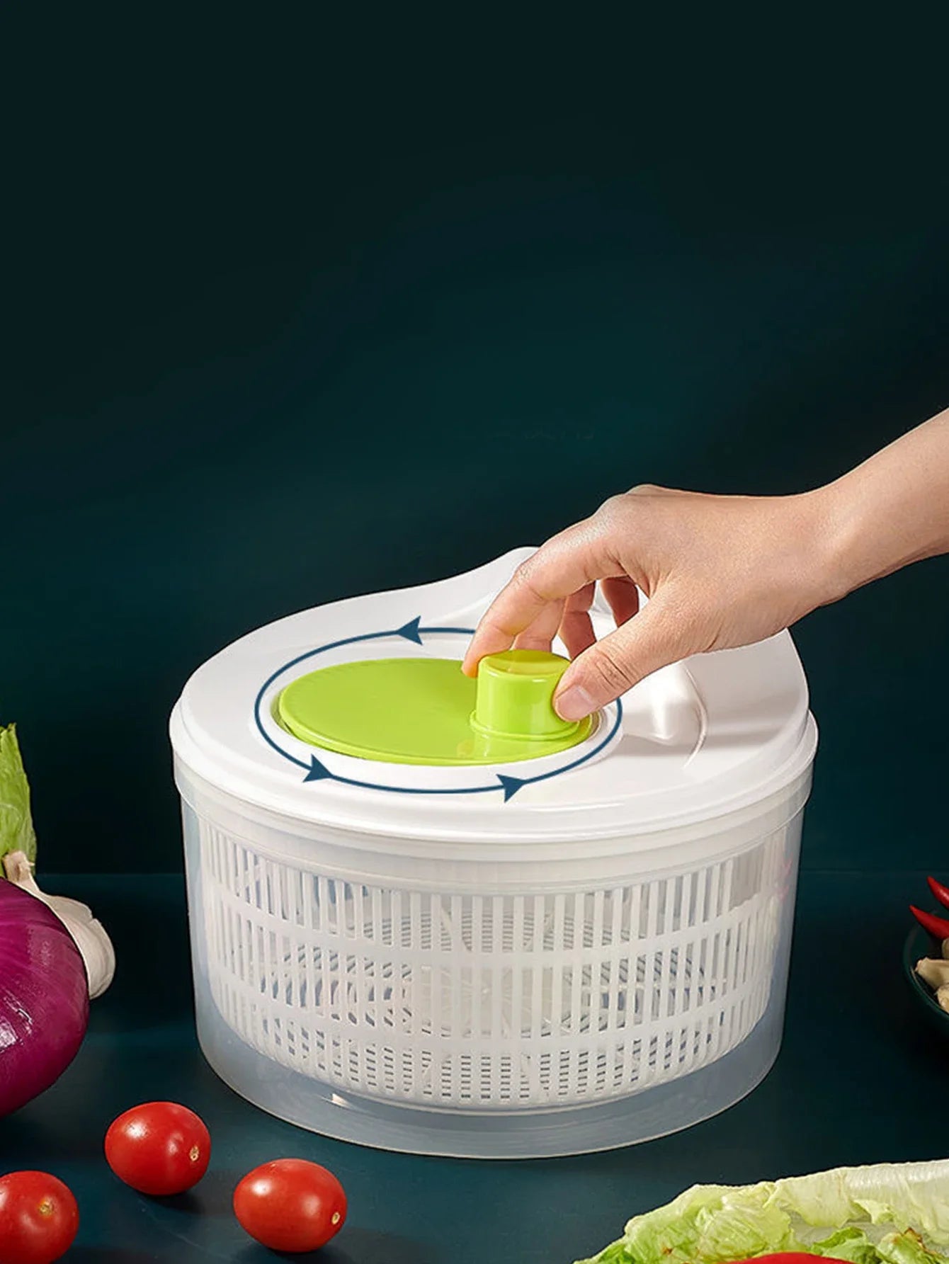 Household Vegetable Dehydrator | Manual Salad Spinner & Fruit Drain Basket