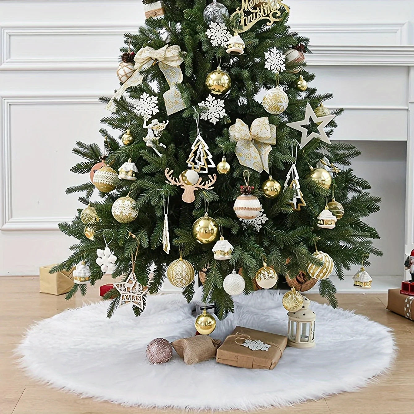 1/3pcs White Christmas Tree Skirt,For Christmas Pencil Tree Skirt,Christmas Supplies Home Decoration Event Decoration Decoration