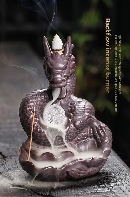 Dragon LED Backflow Incense Burner – Ceramic Waterfall Smoke Holder
