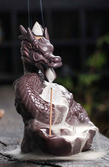 Dragon LED Backflow Incense Burner – Ceramic Waterfall Smoke Holder