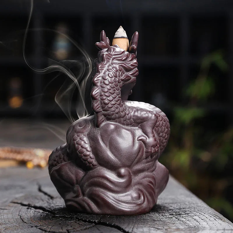 Dragon LED Backflow Incense Burner – Ceramic Waterfall Smoke Holder