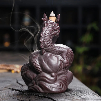Dragon LED Backflow Incense Burner – Ceramic Waterfall Smoke Holder