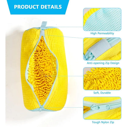 Durable Shoe Washing Machine Bag – Yellow with Blue Zipper | Fits All Shoe Types, Ideal for Sneakers & Casual Shoes