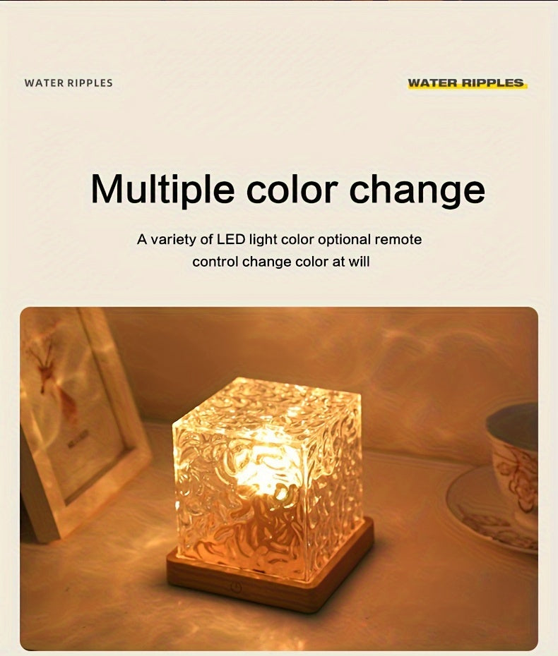 Dynamic Ripple Effect Night Light Projector – USB Rechargeable Ambient LED Lamp for Bedroom, Gaming Setup, Home Decor, Eid & Holiday Gift