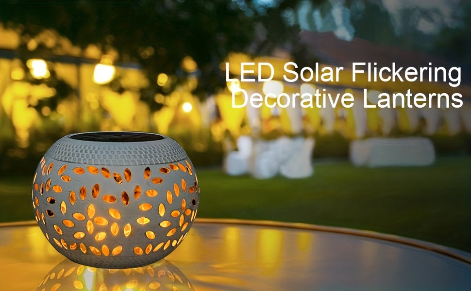 Solar Table Light Outdoor – White Metal Lantern, Solar Powered Decorative Garden & Patio Lamp