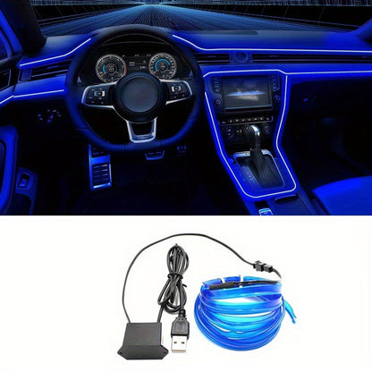 Blue LED Car Interior Light Strip – Flexible USB Neon Rope for Cars, Bedroom & Party Decor