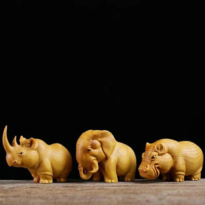 Handcrafted Wooden Animal Figurines – Africa’s Three Treasures