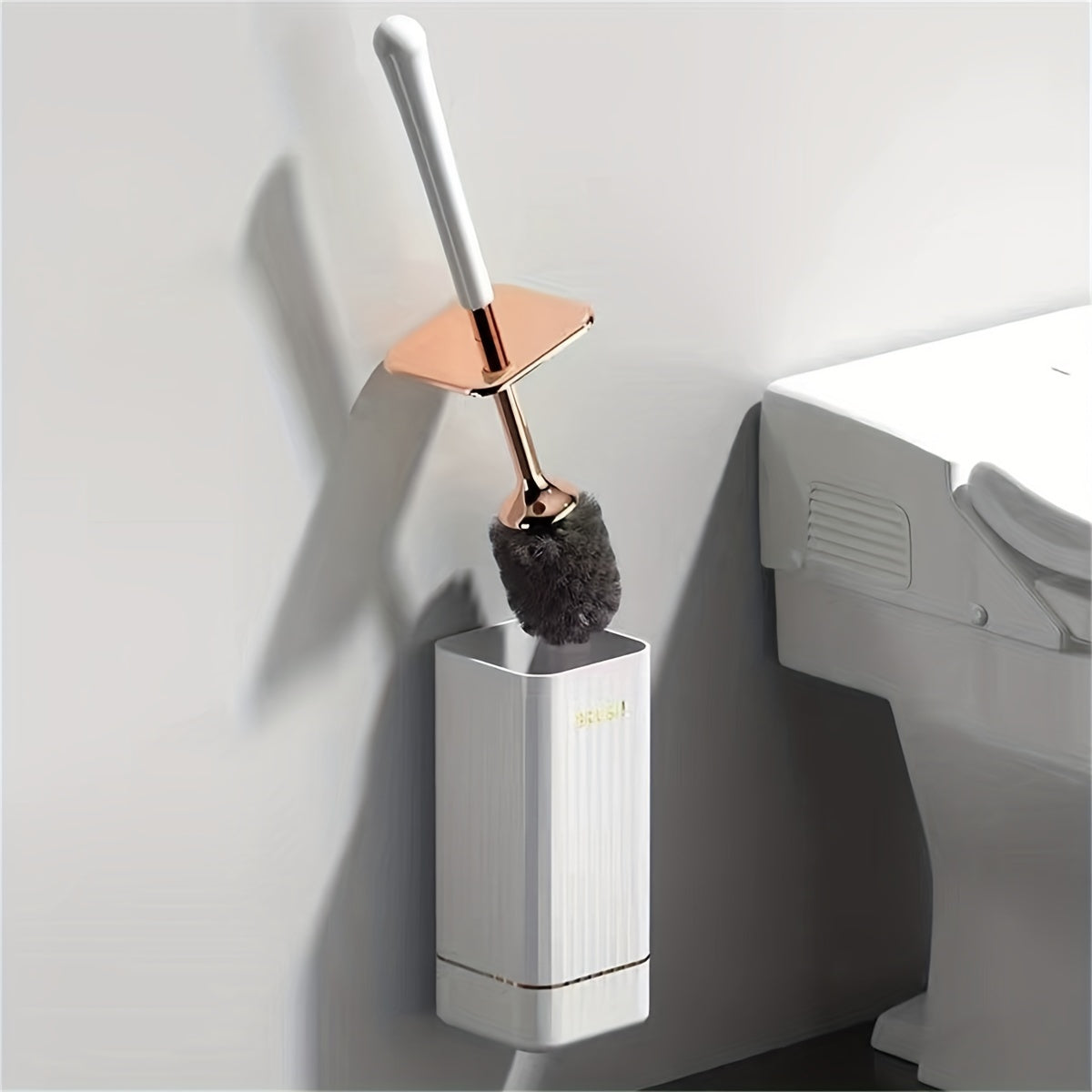Wall Mounted Toilet Brush with Holder – Long Handle & No-Dead-Corner Cleaning