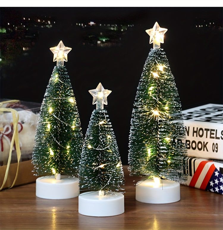 3pcs LED Christmas Tree Set – Small, Medium & Large Light-Up Trees with Copper Wire LED Lights – Holiday Home Decoration