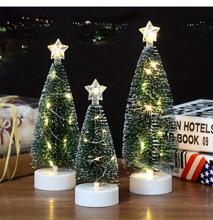 3pcs LED Christmas Tree Set – Small, Medium & Large Light-Up Trees with Copper Wire LED Lights – Holiday Home Decoration