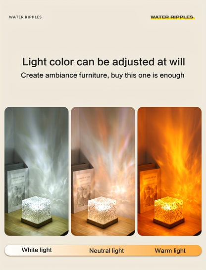 Dynamic Ripple Effect Night Light Projector – USB Rechargeable Ambient LED Lamp for Bedroom, Gaming Setup, Home Decor, Eid & Holiday Gift