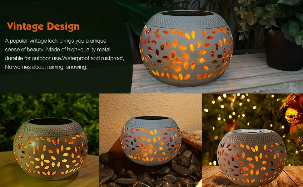 Solar Table Light Outdoor – White Metal Lantern, Solar Powered Decorative Garden & Patio Lamp