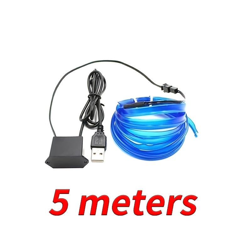 Blue LED Car Interior Light Strip – Flexible USB Neon Rope for Cars, Bedroom & Party Decor