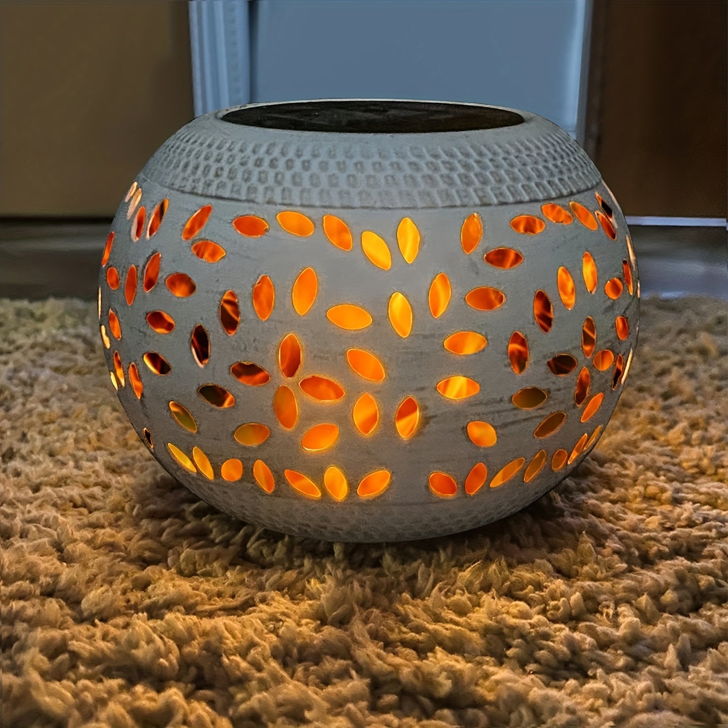 Solar Table Light Outdoor – White Metal Lantern, Solar Powered Decorative Garden & Patio Lamp