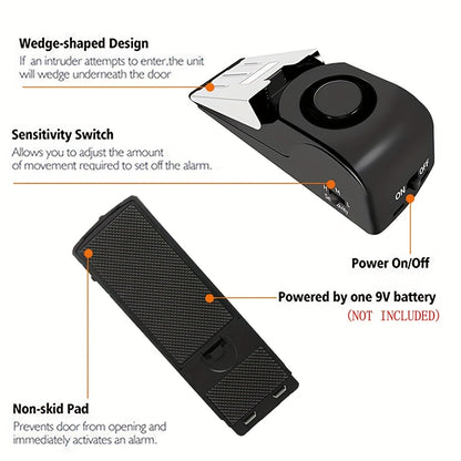 Portable Door Stop Alarm – Travel Security Device for Home, Apartment & Hotel