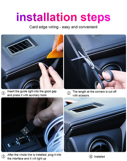 Blue LED Car Interior Light Strip – Flexible USB Neon Rope for Cars, Bedroom & Party Decor