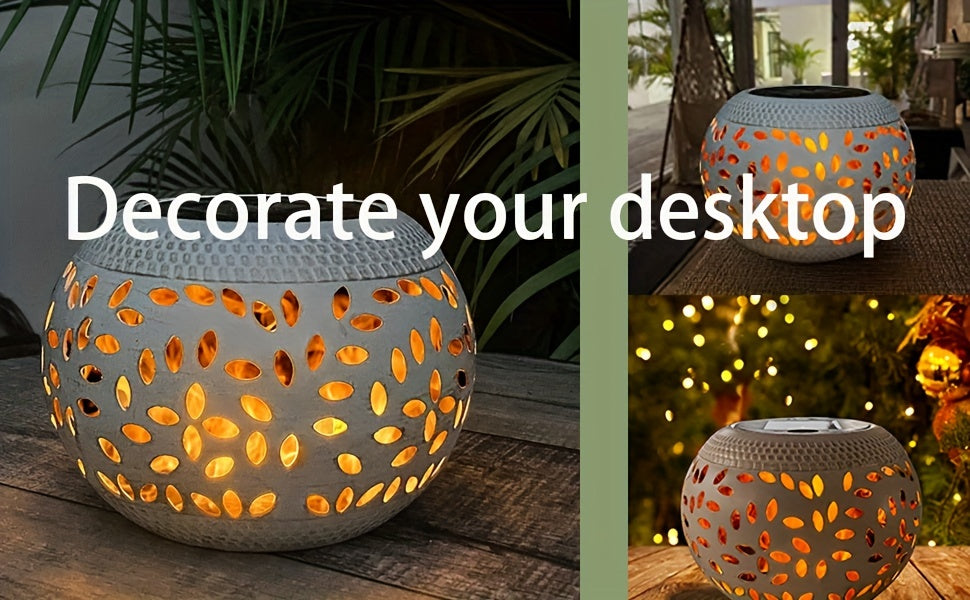 Solar Table Light Outdoor – White Metal Lantern, Solar Powered Decorative Garden & Patio Lamp