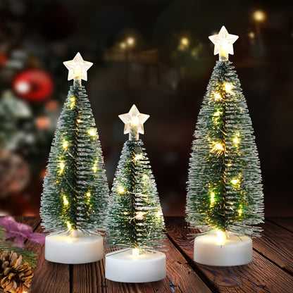 3pcs LED Christmas Tree Set – Small, Medium & Large Light-Up Trees with Copper Wire LED Lights – Holiday Home Decoration
