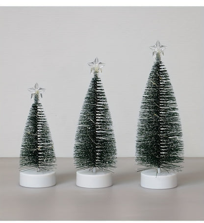 3pcs LED Christmas Tree Set – Small, Medium & Large Light-Up Trees with Copper Wire LED Lights – Holiday Home Decoration