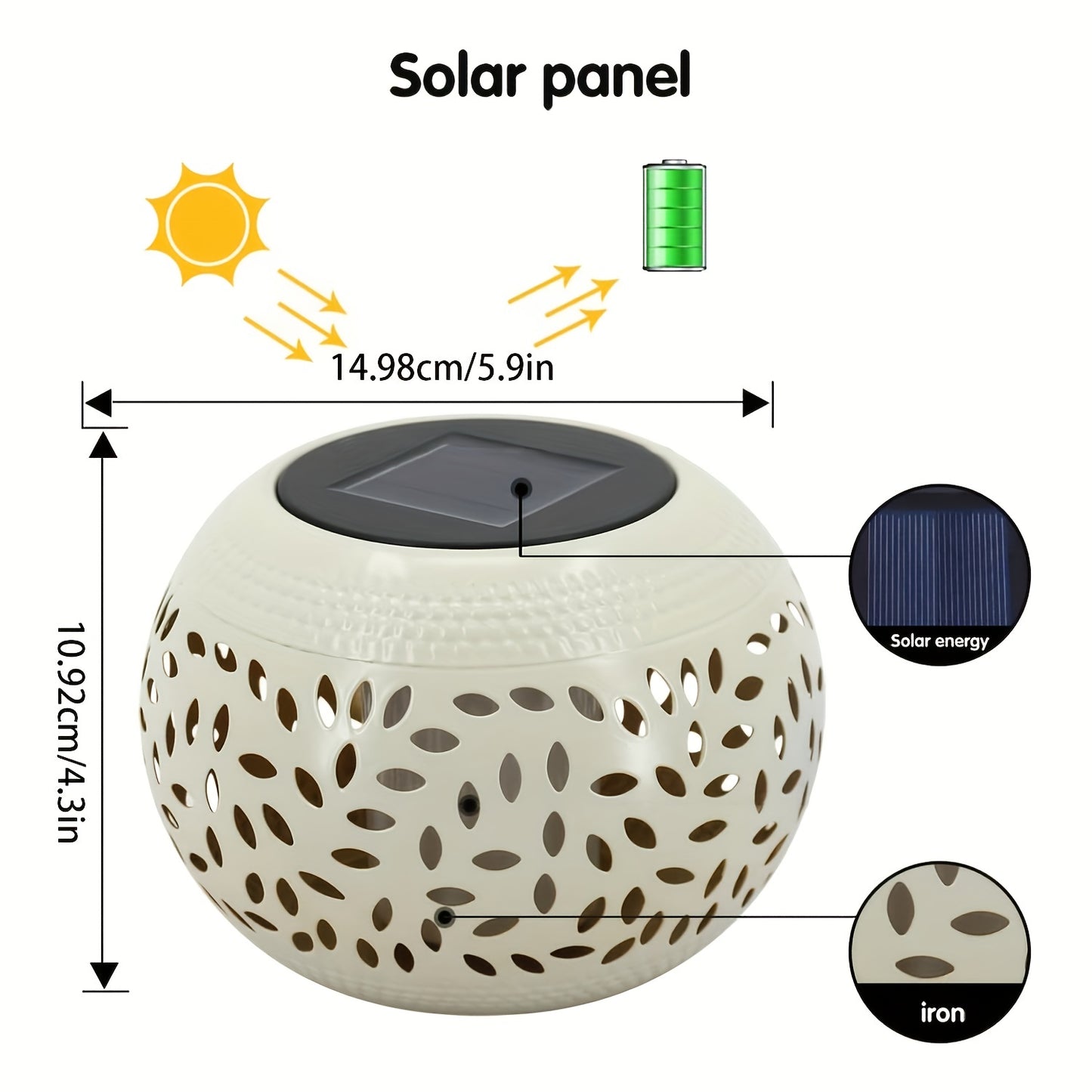 Solar Table Light Outdoor – White Metal Lantern, Solar Powered Decorative Garden & Patio Lamp