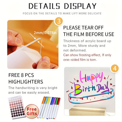 LED Acrylic Desk Organizer & Writing Board – USB Powered Memo Planner