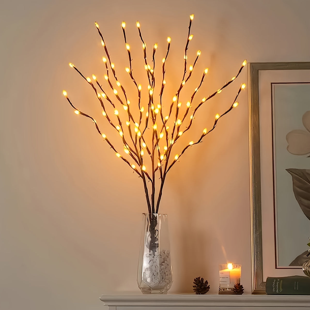 20 LED Branch Lights – Battery Powered Fairy Lights for Indoor Decoration, Weddings, Christmas, Birthdays & Home Decor